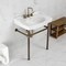 Kingston Brass 30" Ceramic Console Sink with Stainless Steel Legs, 8-Inch, 3-Hole, White/Antique Brass VPB33083ST - alternate 2