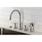 Kingston Brass Double-Handle Widespread Kitchen Faucet with Brass Sprayer, Brushed Nickel KS2798BPLBS - alternate 2