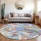 Homeroots 8' Brown Teal Blue And Ivory Round Geometric Washable Indoor Outdoor Area Rug 617952 - alternate 2