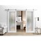 Sartodoors Sturdy Double Barn Door with Frosted Glass Planum 2102 White 36x84 Solid Core Modern Interior PLANUM2102DB-S-WS-36 x 84-Frosted Glass - alternate 2