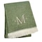 Homeroots 55" X 70" Moss Green White Herringbone Cotton Blend M Initial Throw Blanket with Tassels Embroidery 680591 - alternate 1