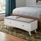 Homeroots 59in White Linen and Wood Upholstered Storage Bench with Drawers 523985 - alternate 2