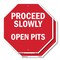Signmission Proceed Slowly Open Pits, 10 inch X 10 inch, Aluminum Metal Signs, 2PK OC-A-2PACK-10-111 - alternate 1
