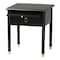 Baxton Studio Tamra Black Wood Nightstand with Pullout Shelf - Modern Bedside Table with Metallic Accents 264-14387-ZORO - alternate 2