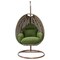 Leisuremod Beige Wicker Hanging Egg Swing Chair with Dark Green Cushions ESCBG-40DG - alternate 2