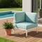 Homeroots 31" White Heavy Duty Plastic Outdoor Modular with Sea Green Cushion 565280 - alternate 2