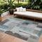 Homeroots 9' X 12' Teal Blue Gray And Charcoal Abstract Washable Indoor Outdoor Area Rug 604388 - alternate 1