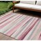 Homeroots 9' X 12' Pink Ivory And Gray Striped Washable Indoor Outdoor Area Rug 597353 - alternate 1