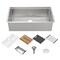 Whitehaus Collection Whitehaus 33 in Undermount Single Bowl 16 Gauge Brushed Stainless Steel Workstation Sink WHSW3319 - alternate 1