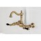Kingston Brass Two-Handle Wall Mount Bridge Kitchen Faucet, Antique Brass KS1263PKL - alternate 2
