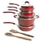 Kenmore Arlington 12 Piece Aluminum Ceramic Coated Nonstick Cookware Set in Metallic Red 126358.12 - alternate 2