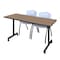 Regency Kobe Mobile T-Base Training Table W/ 2 M Stack Chairs, 66 in W, 24 in L, Noble Oak MKTRCC6624NO47GY - alternate 1