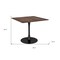 Homeroots 35" Natural and Black Wood and Steel Pedestal Base Square Dining Table 602240 - alternate 2