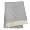 Homeroots 55" X 70" Gray White Herringbone Cotton Blend Z Initial Throw Blanket with Tassels Embroidery 655549 - alternate 2