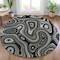 Homeroots 8' Black And Ivory Round Geometric Washable Indoor Outdoor Area Rug 631373 - alternate 2