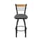 Holland Bar Stool Co Eleanor 36in Swivel Extra Tall Bar Stool with Black Wrinkle Finish, Medium Back and Graph Coal Seat 880 - alternate 2
