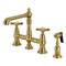 Kingston Brass Bridge Kitchen Faucet with Brass Sprayer, Brushed Brass KS7277BEXBS - alternate 1
