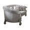Homeroots 55" Ivory Velvet Curved Floral Sofa And Toss Pillows With Gray Legs 348228 - alternate 2
