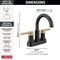 Delta Nicoli Two Handle Centerset Bathroom Faucet, 6.63 in, Matte Black / Champagne Bronze 25749LF-GZ - alternate 2