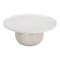 Homeroots 35" White and Natural Wood And Faux Marble Round Pedestal Coffee Table 565074 - alternate 2