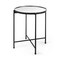 Homeroots 24" Silver and Black Mirrored Glass and Iron Round End Table 605368 - alternate 1
