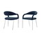 Homeroots Set of Two Blue And Silver Upholstered Polyester Open Back Dining Arm Chairs 569426 - alternate 2