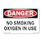 Signmission OSHA Danger Sign, No Smoking Oxygen In Use, Size: 7in X 5in Vinyl Decal, 5" W, 7" L, Landscape OS-CL-D-57-L-19995 - alternate 1