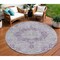 Homeroots 8' Purple Round Floral Medallion Washable Indoor Outdoor Area Rug 607922 - alternate 1
