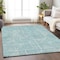 Homeroots 9' X 12' Teal Blue And Ivory Abstract Washable Indoor Outdoor Area Rug 594963 - alternate 2