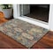 Homeroots 3' X 5' Navy Blue Terra Cotta And Beige Damask Washable Indoor Outdoor Area Rug 603743 - alternate 1