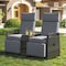 Homeroots 24" Gray Metal Outdoor Accent Chair with Storage with Gray Cushion 625688 - alternate 2