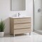 Homeroots 32" Natural Wood Freestanding Bathroom Vanity With White Sink And Three Drawers 624146 - alternate 2