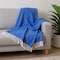 Homeroots 50" X 60" Royal Blue And White Woven Herringbone Plush Throw Blanket 475721 - alternate 2