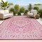 Jonathan Y Sinjuri Medallion Textured Weave Fuchsia/Light Gray 3 ft. x 5 ft. Indoor/Outdoor Area Rug SMB101G-3 - alternate 1