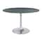 Homeroots 48" Gray and Silver Marble and Aluminum Pedestal Base Round Top Dining Table 572222 - alternate 1
