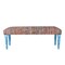 Homeroots 47in Rainbow Stripe Blue Leg Upholstered Bench 483466 - alternate 1