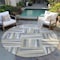 Homeroots 8' Beige Gray And Ivory Round Geometric Washable Indoor Outdoor Area Rug 598234 - alternate 2