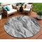 Homeroots 8' Gray Charcoal And Ivory Round Abstract Washable Indoor Outdoor Area Rug 582994 - alternate 1