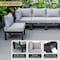Leisuremod Chelsea 6-Piece Patio Sectional Black Aluminum With Cushions, Light Grey CSBL-6LGR - alternate 2