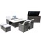Homeroots Ten Piece Outdoor Gray Wicker Multiple Chairs Seating Group Fire Pit Included with White Cushions 479137 - alternate 2