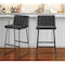 Homeroots Set of Two 30" Black Faux Leather And Steel Bar Height Bar Chairs 555742 - alternate 2
