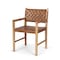 Homeroots Brown Woven Leather And Solid Wood Dining Arm Chair 605888 - alternate 2