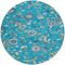 Homeroots 8' Teal Blue Ivory And Pink Round Floral Washable Indoor Outdoor Area Rug 597850 - alternate 2