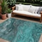 Homeroots 8' X 10' Teal Blue Aqua And Gray Abstract Washable Indoor Outdoor Area Rug 577844 - alternate 1