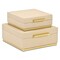 Homeroots Set of Two Taupe And Gold Square Nesting Decorative Storage Boxes With Lids, 2PK 712921 - alternate 2