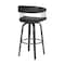 Armen Living Topanga 26in Swivel Black Wood Counter Stool in Black Faux Leather with Golden Bronze Metal LCTOBABLKBLK26 - alternate 2