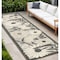 Homeroots 12' Beige And Charcoal Floral Indoor Outdoor Runner Rug 545008 - alternate 2