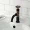 Kingston Brass One-Handle Single-Hole Bathroom Faucet with Push Pop-Up Drain, Matte Black/Antique Brass KS2823CG - alternate 2