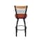 Holland Bar Stool Co Eleanor 36in Swivel Extra Tall Bar Stool, Black Wrinkle Finish, Medium Back and Graph Poppy Seat 880 - alternate 3