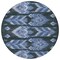 Homeroots 8' Denim Blue And Sky Blue Round Southwestern Washable Indoor Outdoor Area Rug 587814 - alternate 2